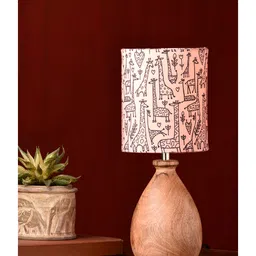 Green Girgit Wooden Dome Table Lamp Animal Printed Shade image 2