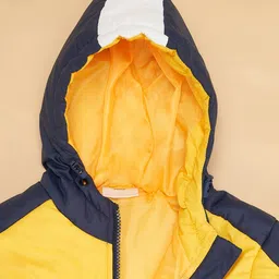 Pantaloons Junior Full Sleeves Colour Blocked Padded Hooded Jacket - Yellow image 3
