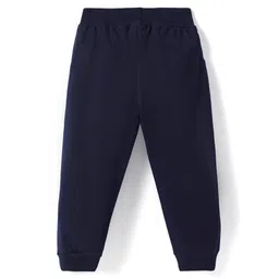 Babyhug Terry Knit Full Length Lounge Pants With Get Set Go Text Print - Navy Blue image 2