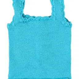 The Original Knit Sleeveless Flower Embroidered & Self Designed Vest - Blue image 3