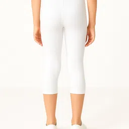 Charm n Cherish Cotton Blend Knit Solid Capri Leggings - White image 3