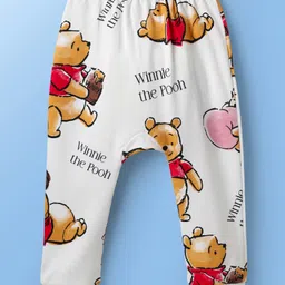 babyoye disney Babyoye Interlock Knit Diaper Leggings With Winnie The Pooh Graphics Pack Of 2 - White & Light Blue image 3