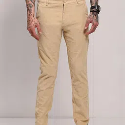SHOWOFFFF Men Comfort Slim Fit Low-Rise Corduroy Trousers image 2