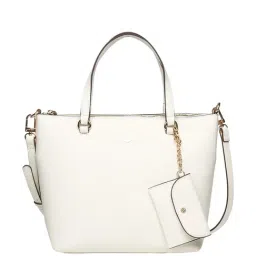 Anne Klein White Solid Tote Handbag with Wallet-picture-14