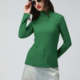 Showoffff Green Regular Fit Textured Top-image-72