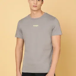 Wrangler Grey Regular Fit Printed Crew T-Shirt-image-48