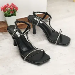 Elle Women's Black Ankle Strap Stilettos-picture-19