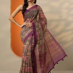 Libas Pink Printed Saree With Unstitched Blouse-image-37