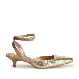 Elle Women's Gold Ankle Strap Sandals image 3