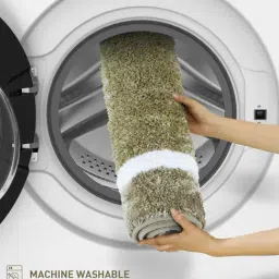 OBSESSIONS Olive Polyester Stripes Anti Skid Stripes Bath Mat - Set of 2 image 5