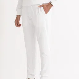 Rare Rabbit White Regular Fit Solid Trackpants image 3