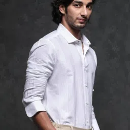 Rare Rabbit White Tailored Fit Stripes Shirt image 3