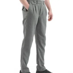 Rare Rabbit Green Regular Fit Solid Trousers image 3