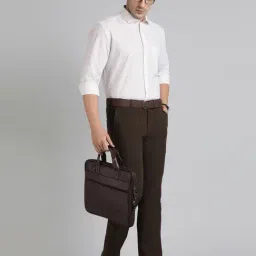 Metal Brown Polyester Slim Fit Trousers image 4