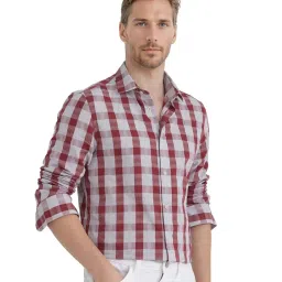 Rare Rabbit Red Regular Fit Checks Shirt image 3