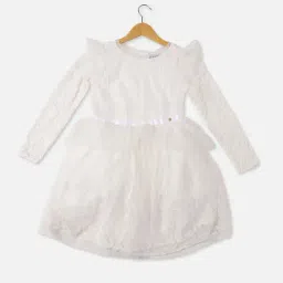 Allen Solly Kids White Cotton Embroidered Full Sleeves Dress-image-19