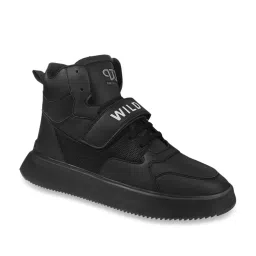The White Pole Men's Black Ankle High Sneakers image 3