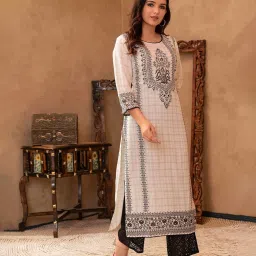 Juniper White & Black Printed Kurta image 3