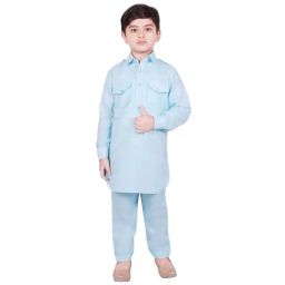 SG Yuvraj Kids Blue Solid Kurta with Pyjama-picture-16