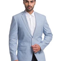 ColorPlus Light Blue Slim Fit Check Blazer-picture-44