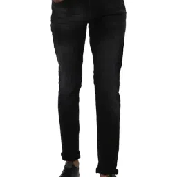 Mufti Black Skinny Fit Lightly Washed Jeans-image-6