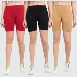 Gracit Maroon & Black Cotton Sports Shorts - Pack Of 3-picture-26