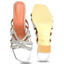 Scentra Women's Silver Casual Sandals image 3