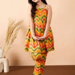 StyloBug Girls Multicolor Cotton Regular Printed Kurti Set-picture-22