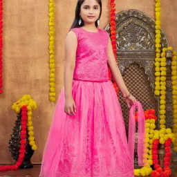 Aarika Girls Red Embroidered Lehenga Choli Set image 3