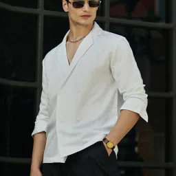 Campus Sutra White Poly Lycra Regular Fit Solid Shirt image 3