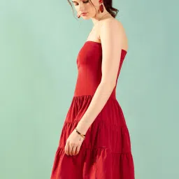 KASSUALLY Red Relaxed Fit A Line Dress image 3
