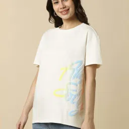 Allen Solly White Cotton Regular Fit Printed T-Shirt image 3