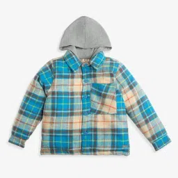 Ed-a-Mamma Blue Cotton Regular Checks Jacket-image-56
