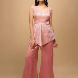 Samyukta Singhania Embroidered Scoop Neck Top With Trousers Co-Ords image 5