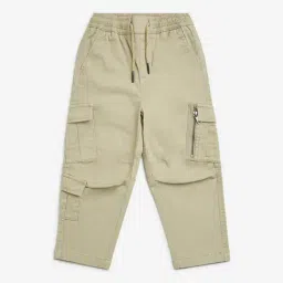 HOP Kids by Westside Beige Cargo-Style Mid-Rise Cotton-Blend Pants-picture-43