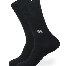 BALENZIA Black Cotton Printed Formal Crew Socks - Pack of 2 image 3