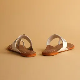 Eridani Women's Anya White Kolhapuri Sandals image 3