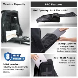 Gods Anti-Theft 25 Ltrs Black & Green Medium Laptop Backpack image 3