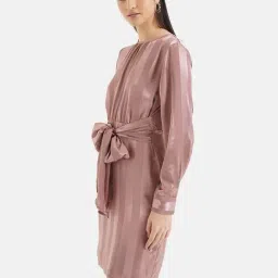 Kazo Pink Striped A Line Dress image 3