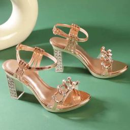 Truffle Collection Women's Rose Gold Ankle Strap Sandals-picture-4
