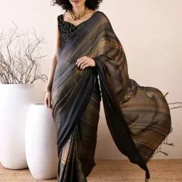 Saree Mall Black Solid Sarees With Unstitched Blouse-image-51