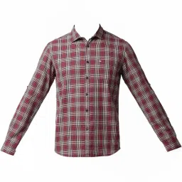Basics Maroon Slim Fit Checks Shirt image 3
