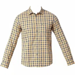 Basics Yellow Slim Fit Checks Shirt image 3