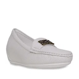 Ronnie Grey Women's White Casual Loafers image 3