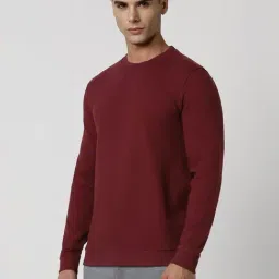 Van Heusen Maroon Regular Fit Texture Sweatshirt image 3
