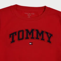 TOMMY HILFIGER Boys Red Cotton Logo T-Shirt image 3