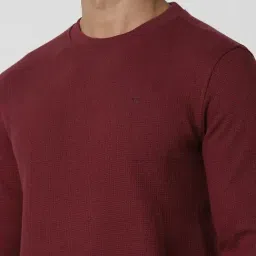 Van Heusen Maroon Regular Fit Texture Sweatshirt image 4