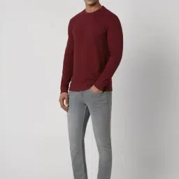 Van Heusen Maroon Regular Fit Texture Sweatshirt image 5