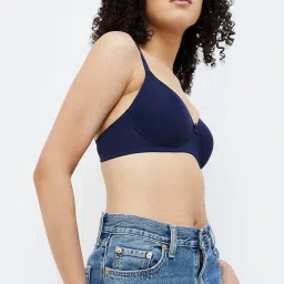 Ginger by Lifestyle Navy Padded Non-Wired T-Shirt Bra image 3