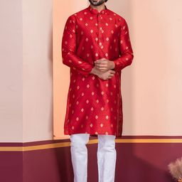 DEVOILER Men Ethnic Motifs Printed Kurta with Pyjama-picture-4